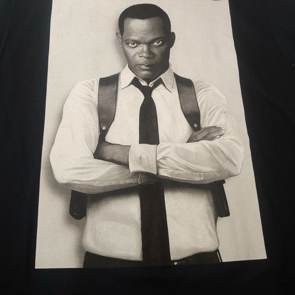 Samuel L Jackson Mens Small Captain Marvel Movie T Shirt Nick Fury Black New - Picture 3 of 5